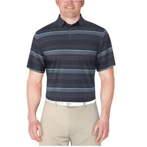 Men's Striped Short Sleeve Polo Shirt - Black and Blue Size 3XL